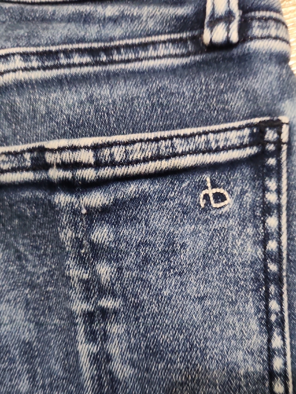 Rag & Bone Frayed Hem Acid Wash Stretch Jeans 26 Rich Mom Norm Slub Weekend Blue - Picture 7 of 7